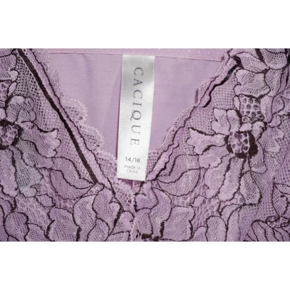Purple Lace Babydoll Slip Dress - Fairycore Cottagecore Y2K Lingerie - 14/16